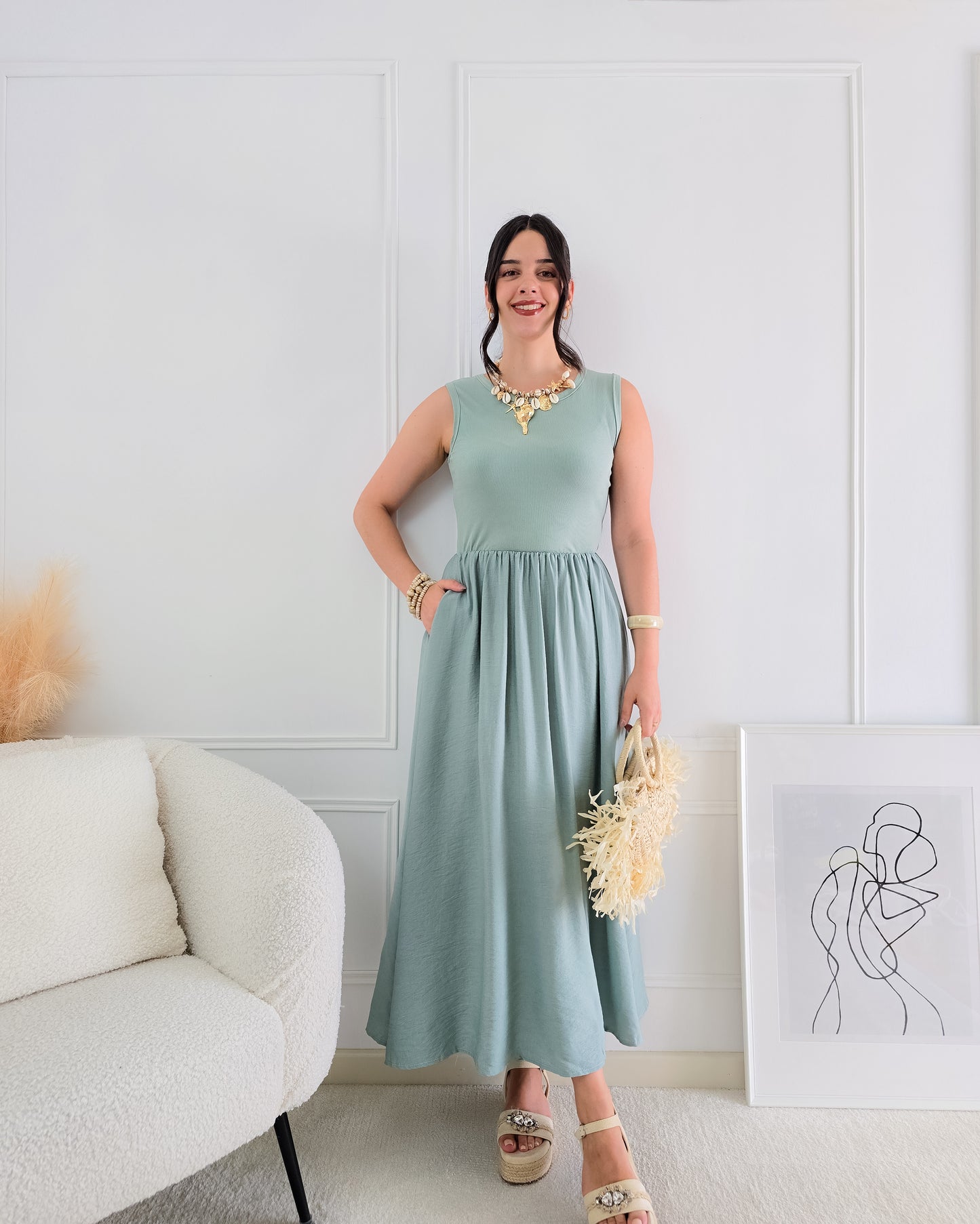 VESTIDO BELA VERDE ÁGUA