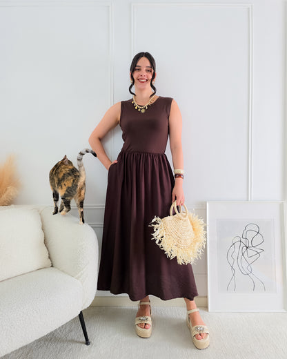 VESTIDO BELA CASTANHO
