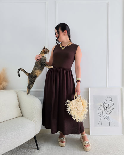 VESTIDO BELA CASTANHO