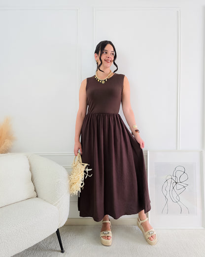 VESTIDO BELA CASTANHO