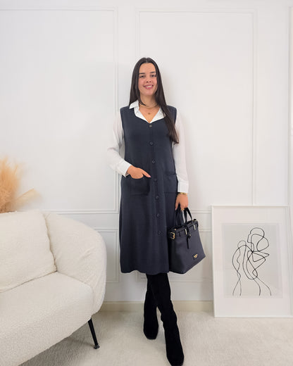 VESTIDO INES CINZA