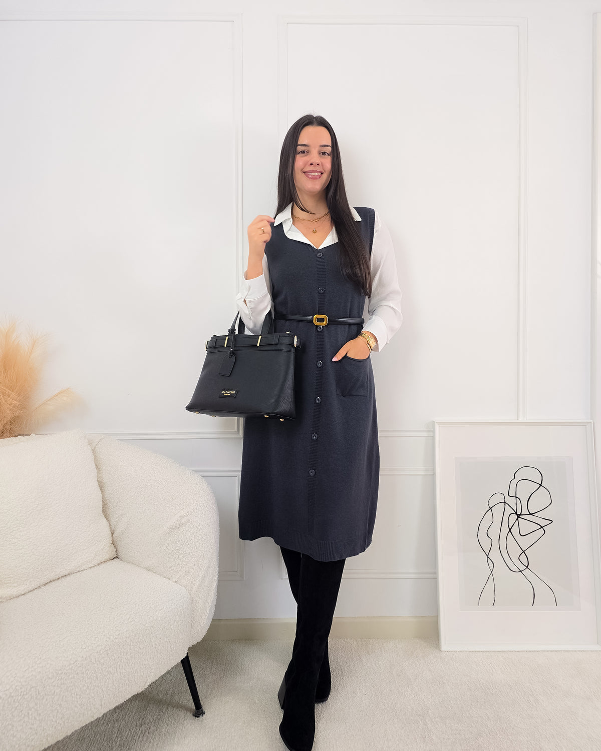 VESTIDO INES CINZA