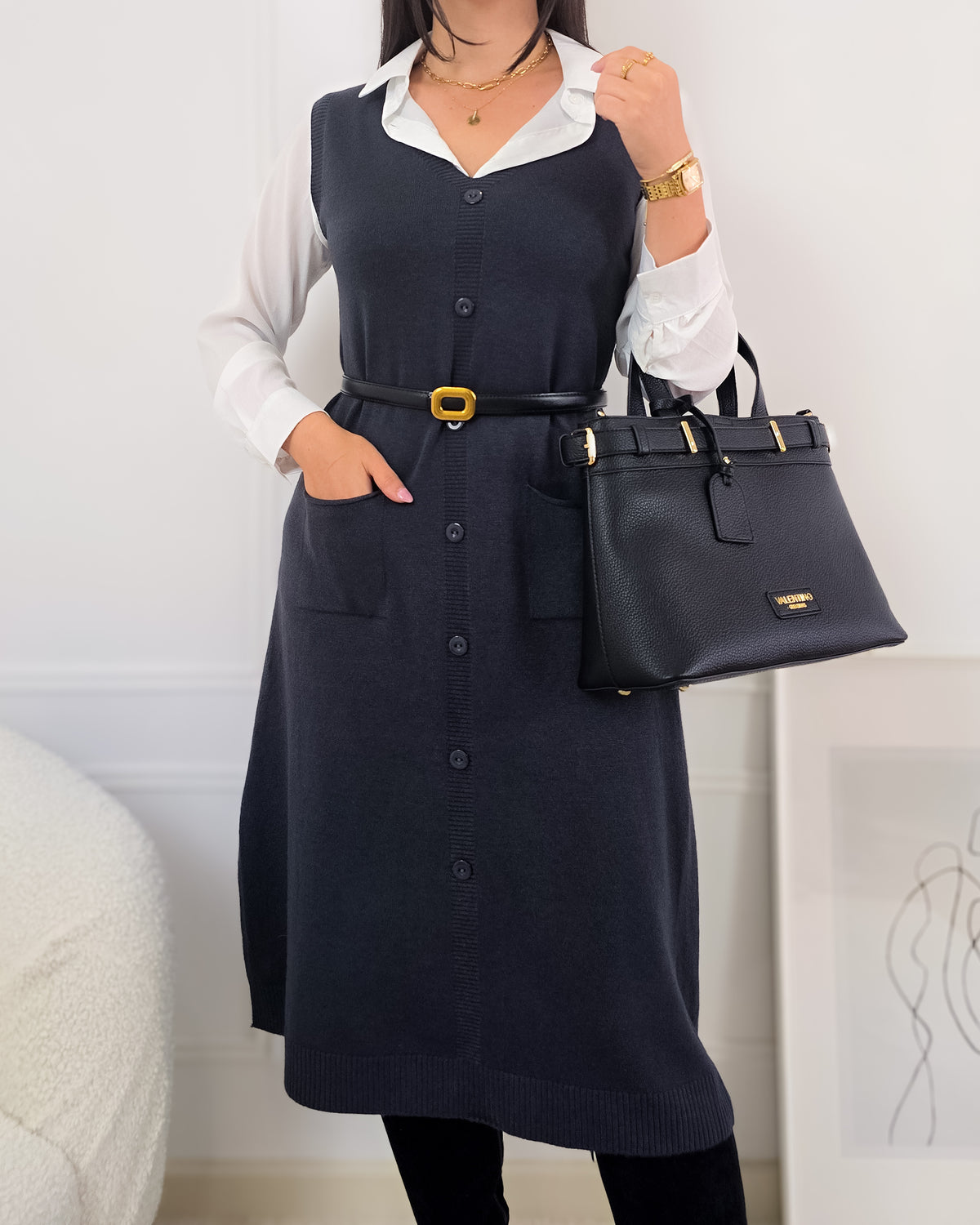 VESTIDO INES CINZA