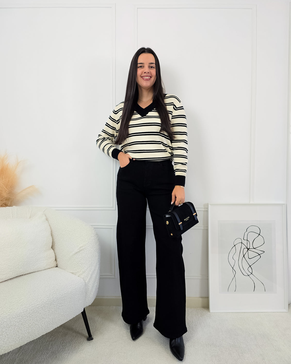 CAMISOLA SOFIA CREME/PRETO